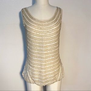 Luxe Apothetique Sequin Beaded Top Cream Size M
